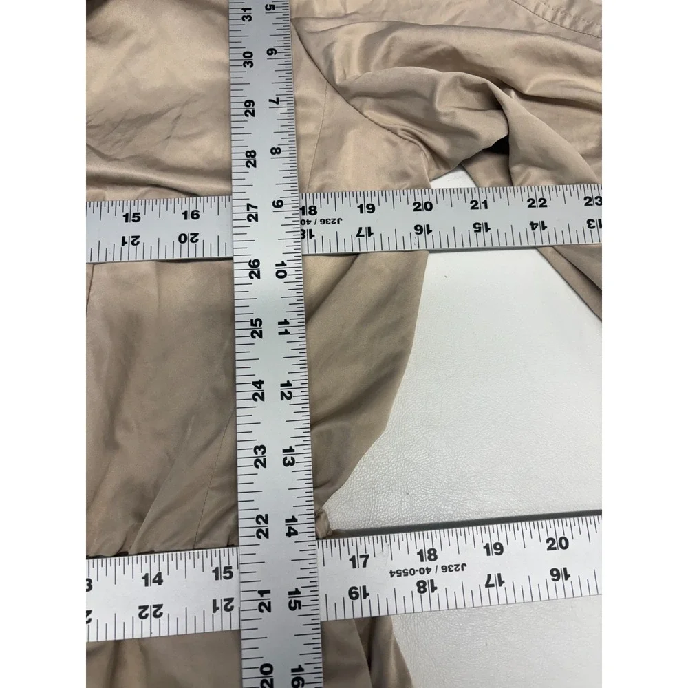 Lafayette 148 New York Jacket Women 10 Beige Lightweight Ruched Zip Quiet Luxury